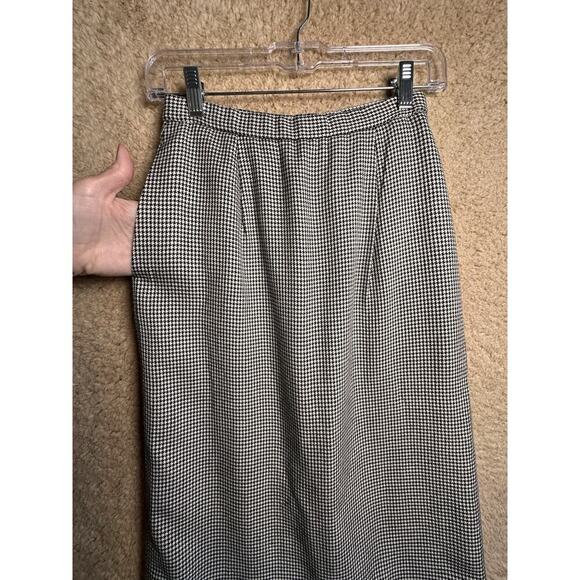 Vtg Pendleton Midi Pencil Skirt Silk Flax Rayon Blend Houndstooth Print Career 4 - Picture 9 of 16